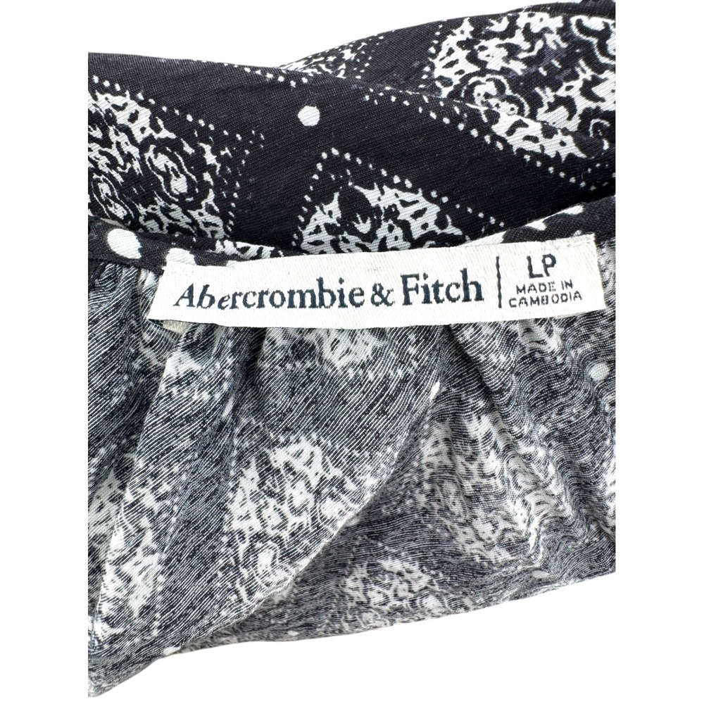 Abercrombie & Fitch‎ Black White Boho Ring Cutout Maxi Dress LP Long Sleeve - Picture 7 of 8